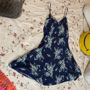 Blue Floral Old Navy Spaghetti Strap Skater Dress Size Large
